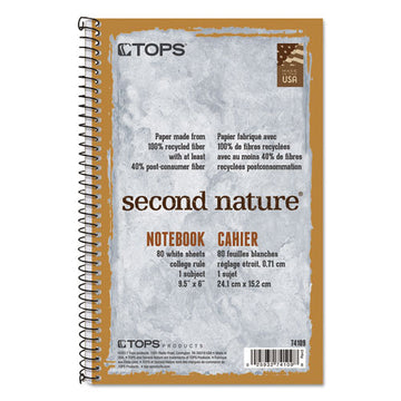 TOPS™ Second Nature Single Subject Wirebound Notebooks, Medium-college Rule, Light Blue Cover, 9.5 X 6, 80 Sheets freeshipping - TVN Wholesale